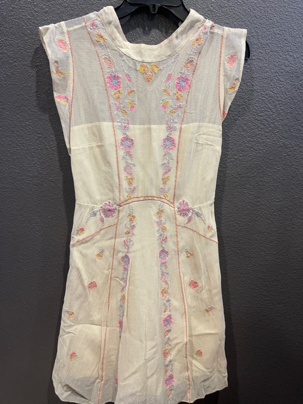 Free people Ivory Floral Embroidered Sleeveless Dress